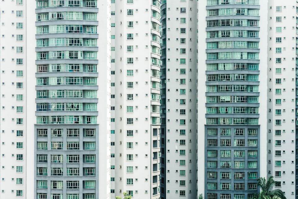 shot of two apartment/condo buildings