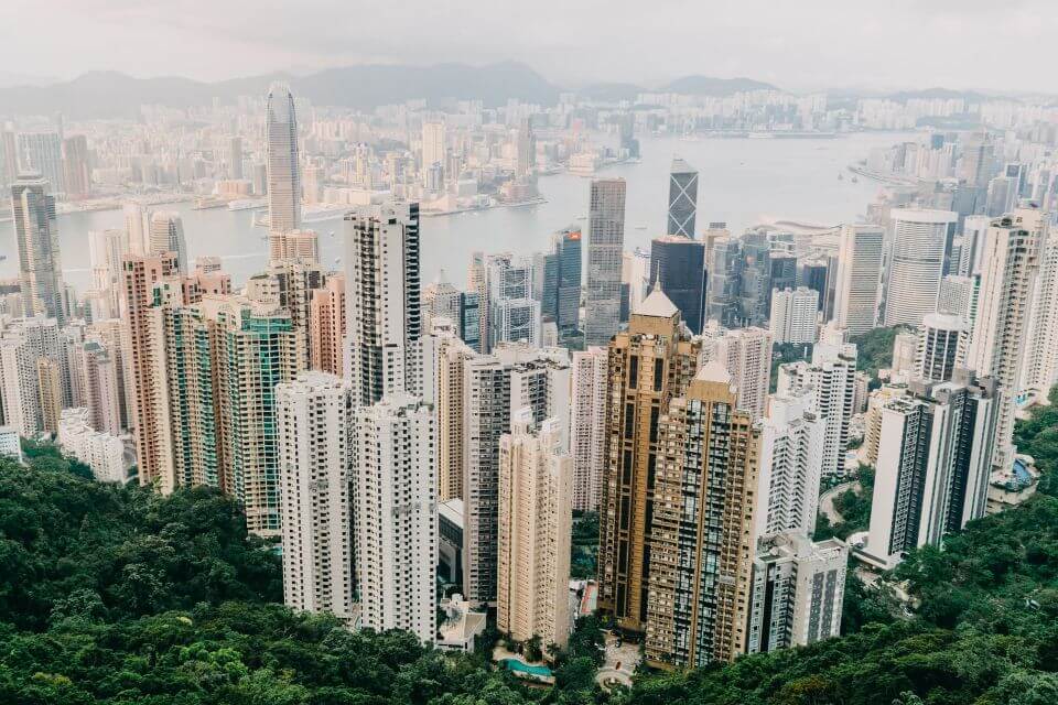 row of high rise buildings